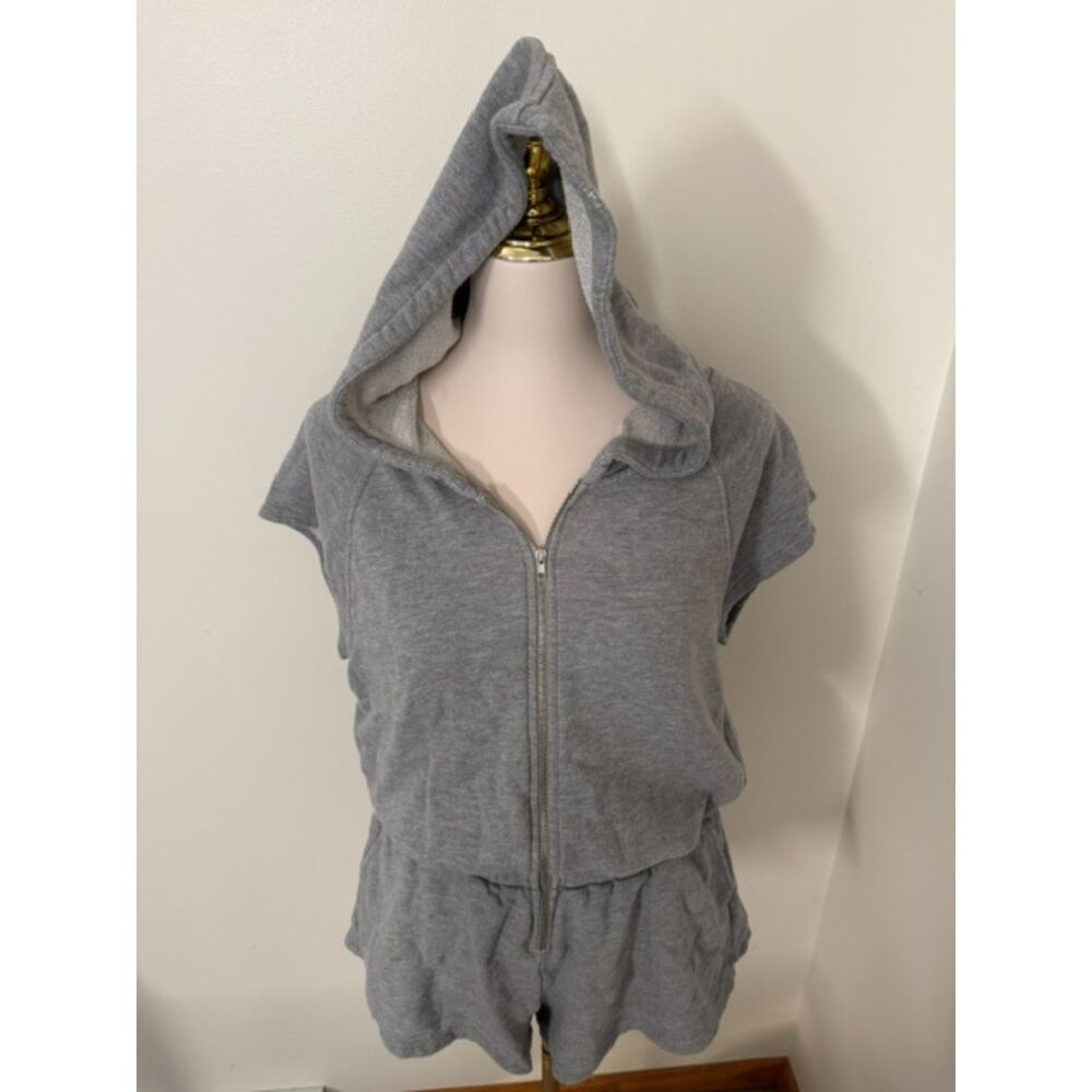 Spiritual Gangster Peyton Hoodie Romper M Heather Gray Terry Athleisure - Picture 2 of 9